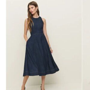 Reformation Pippa Denim Midi Dress Blue - Size 2